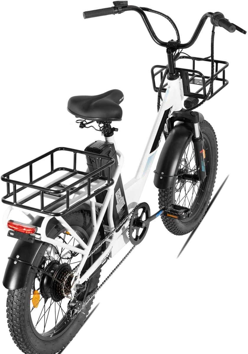 HILAND Elektrische Cargo Fatbike – 20" Dikke Banden – 48V – 7 Speed – Wit thumbnail 2