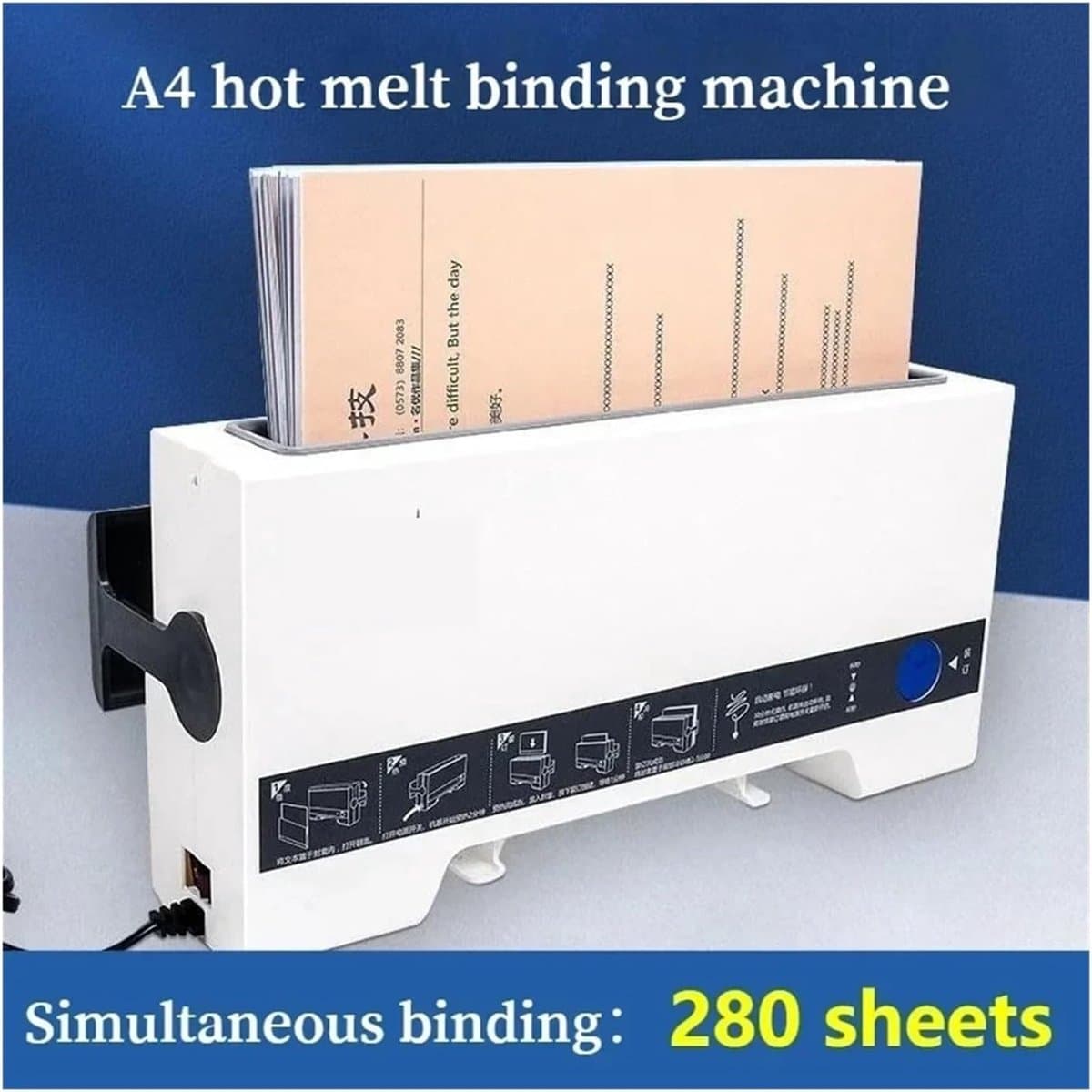 Inbindmachine - Document Binder - Contracten Maken - Automatische Hot Melt - 280 Vellen - Zwart thumbnail 4
