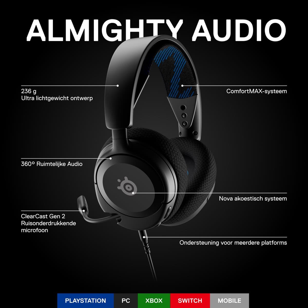 SteelSeries Arctis Nova 1P bedraad met microfoon thumbnail 3