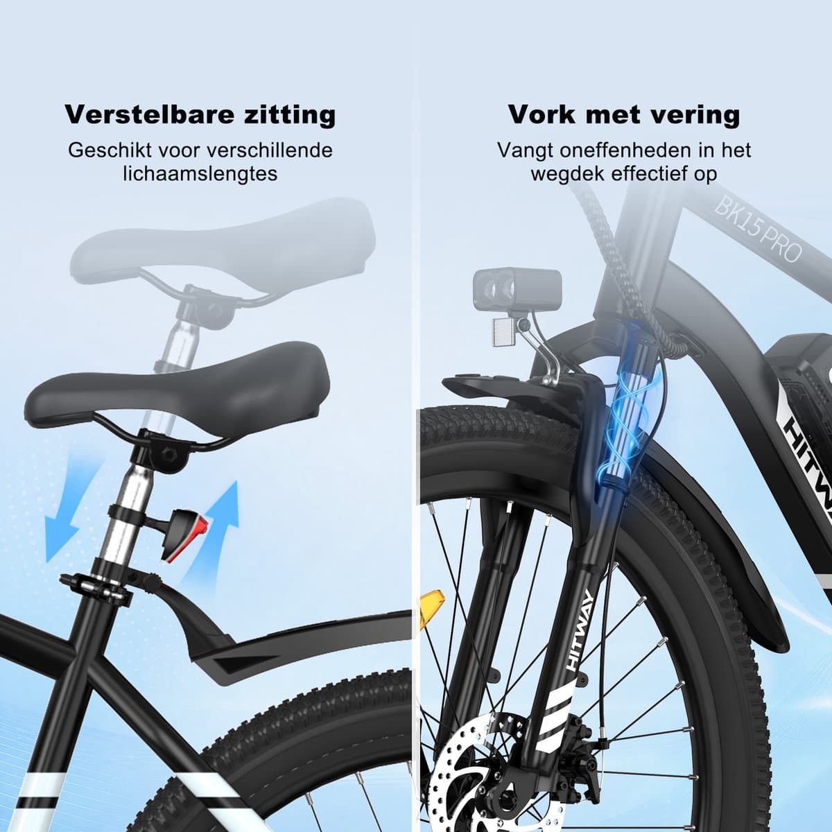 Hitway BK15 Pro - 27.5" City E-bike, 250W, afneembare batterij thumbnail 5