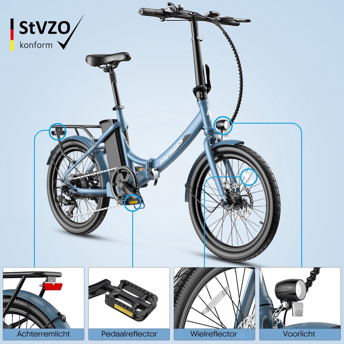 Fafrees F20 Light Elektrische Vouwfiets - 20 Inch City E-bike - 36V 20Ah Batterij - Tot 100km Bereik - Shimano 7-Versnellingen - Schijfremmen - Opvouwbaar - werkverkeer thumbnail 2