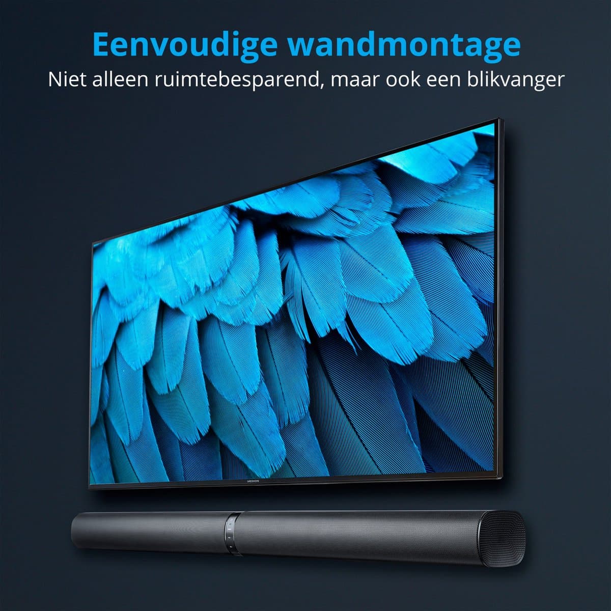 MEDION P64150 2in1 Convertible Bluetooth TV soundbar met draadloze subwoofer (2.1 soundbar, 2 x 30 watt, 60 watt subwoofer, wandmodel, HDMI ARC met ECC, AUX, optische ingang) thumbnail 5