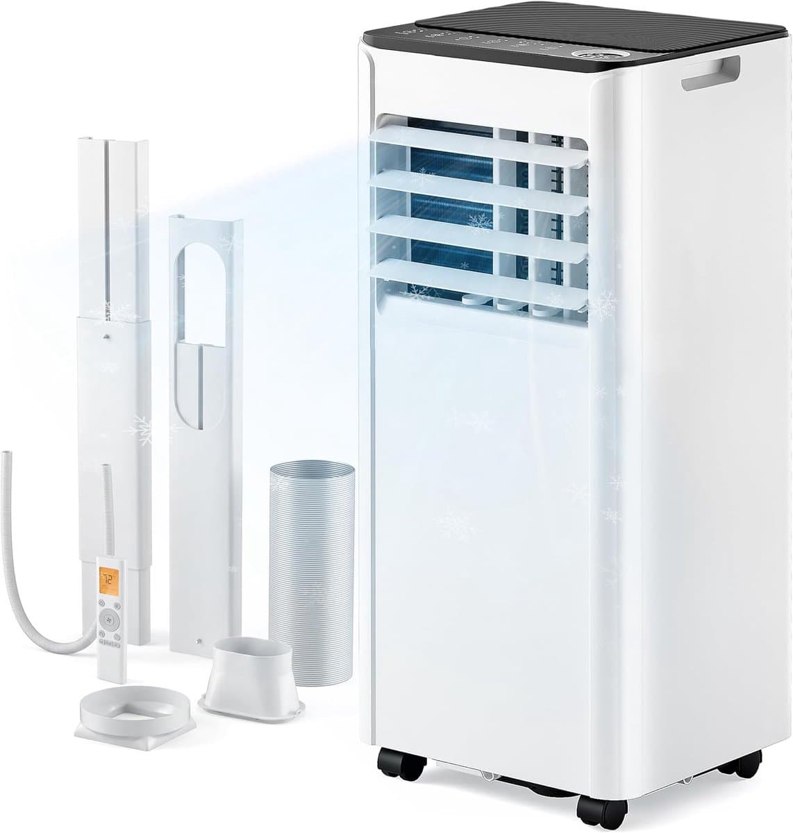 Mobiele airco 10000 BTU draagbaar met afstandsbediening, ontvochtiger en 24-uurs timer