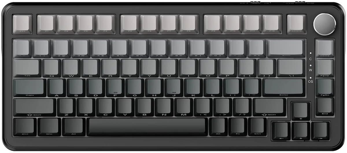 Ajazz AK820 MAX – Mechanisch Toetsenbord 75% RGB – Draadloos Tri-Mode Gaming Keyboard – Hot Swap – Compact QWERTY – 82 Keys – 8000mAh – Zwart/Grijs thumbnail 2