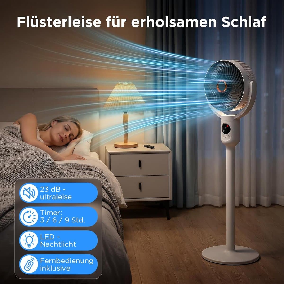 OLOEY Lepwings Fluisterstille 2-in-1 Tafel- Staande Ventilator met Afstandsbediening - 10400 mAh Accu - USB-C Oplaadbaar - 90° Oscillatie & 120° Kantelbaar - Ideaal voor Slaapkamer- Kantoor & Camping thumbnail 4