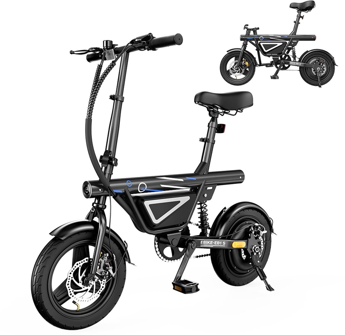 iScooter EB1S E-Bike - 14 inch - 30km actieradius - 250W motor - zwart thumbnail 5