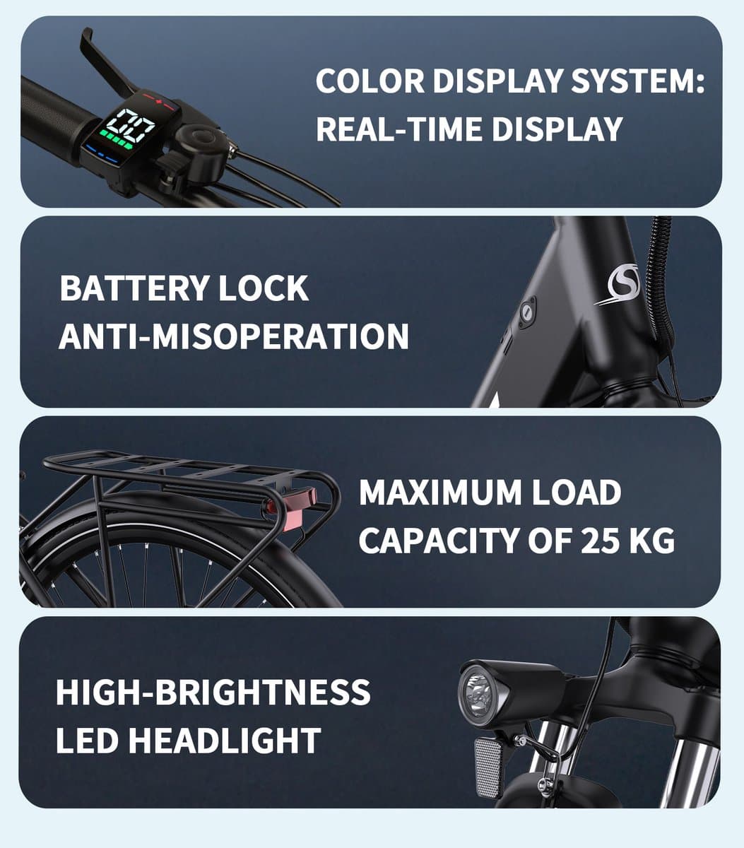 ONESPORT OT12 E-bike - 25 km/u - 27.5inch - 40km actieradius - 250W motor - 36V 13Ah accu - grijs thumbnail 2