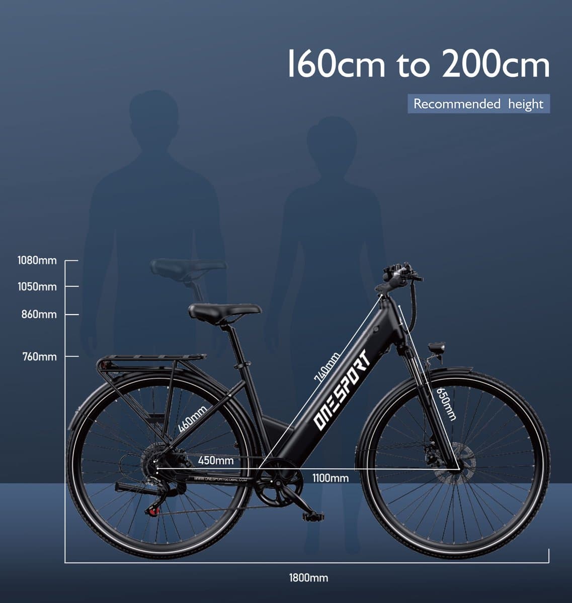 ONESPORT OT12 E-bike - 25 km/u - 27.5inch - 40km actieradius - 250W motor - 36V 13Ah accu - grijs thumbnail 4