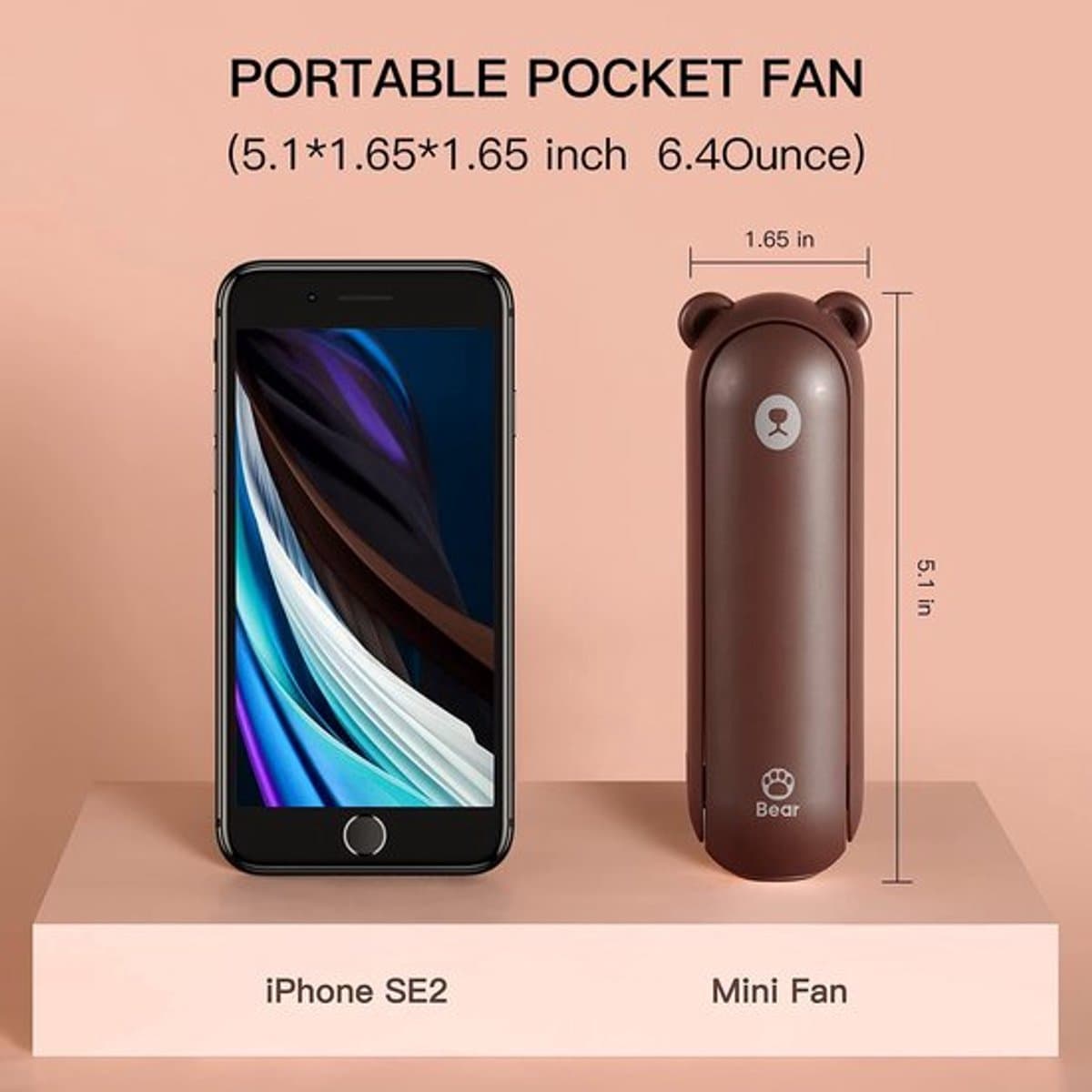 Solvix tafel ventilator geluidloos - Draagbare Ventilator - Bruin - 4800 mAh Powerbank - Maximaal 46 Uur Batterijduur - Voor Thuis en Buitengebruik thumbnail 3