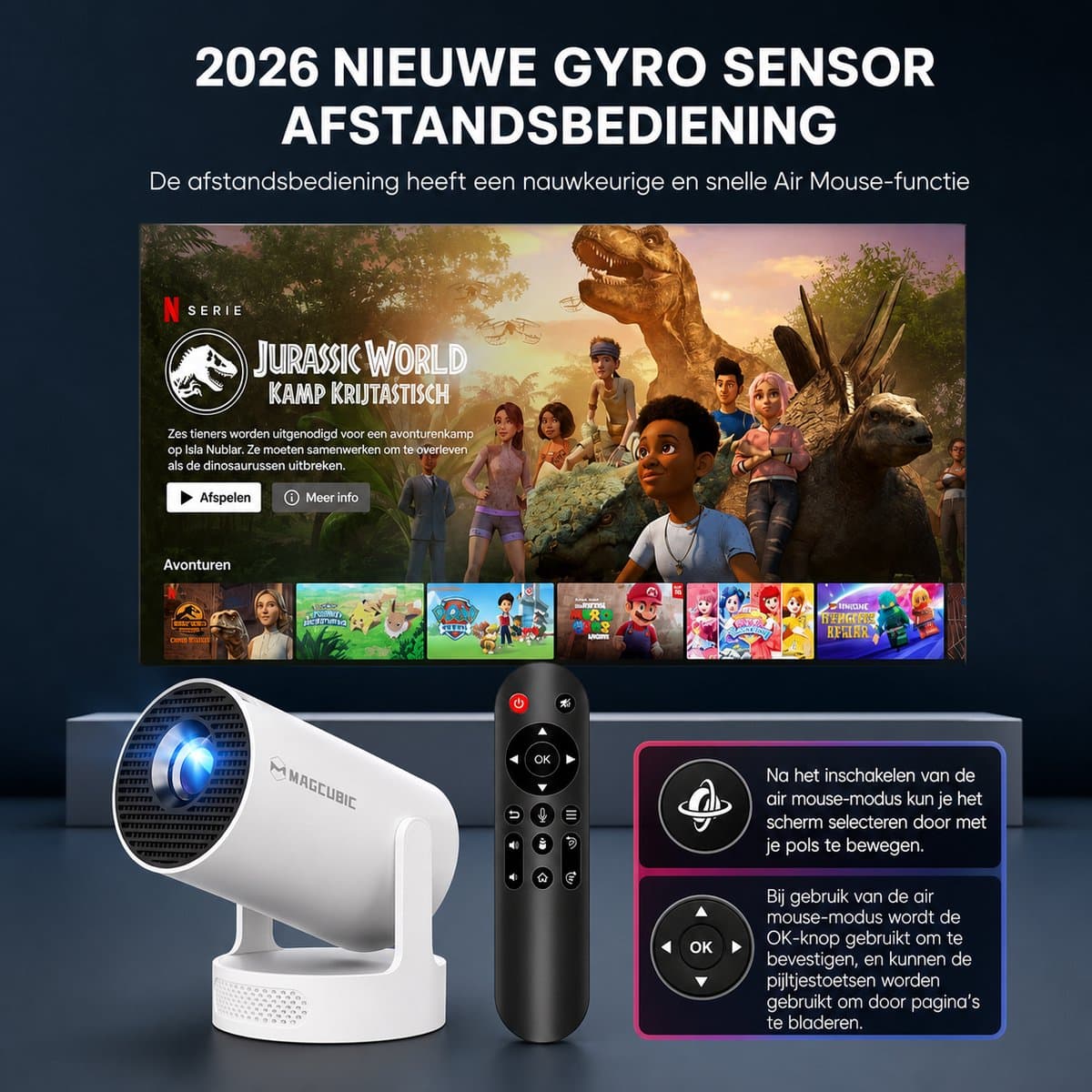 Magcubic® HY300pro Beamer Mini Smart Projector –4K Draagbare Beamers-Native Full HD - 290 ANSI Lumen Home Cinema- Laserprojector Thuisbioscoop- Auto Keystone- iOS&Android 14-Google Playstore&Netflix– WiFi 6 & Bluetooth 5.4 thumbnail 8