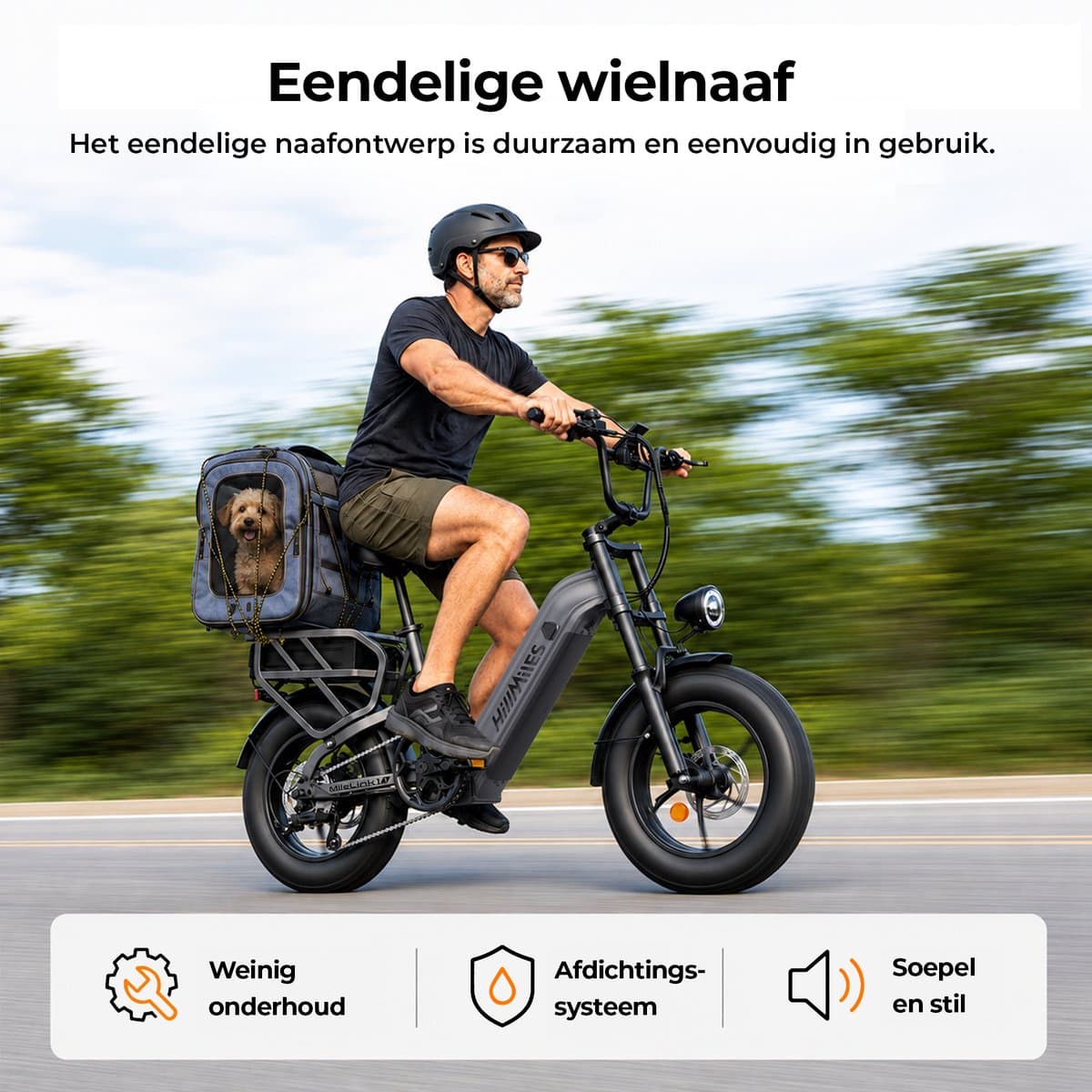 HillMiles MileLink 1 Elektrische fiets 250W 25km/u met achterdrager voor zware lading, 16x4 brede banden hydraulische remmen stads en terreinfiets met 48V 18Ah accu, 65Nm, groen thumbnail 8