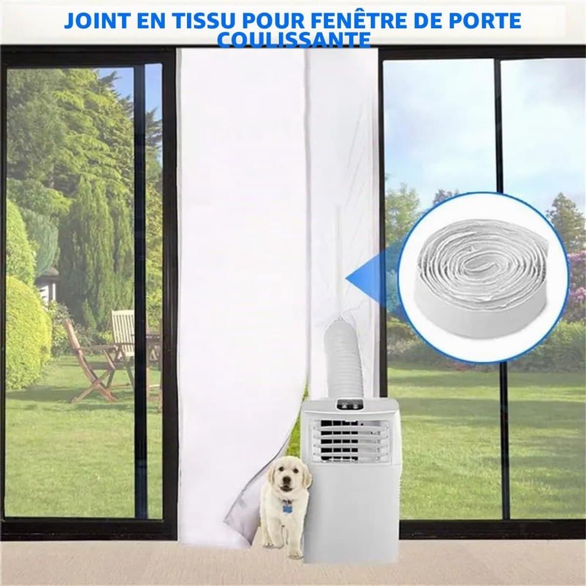 Universele deurafdichting voor draagbare airconditioners en drogers, deurafdichting voor draagbare airconditioners, warmtewerende strip met ritssluiting, kan op balkondeuren worden gemonteerd. thumbnail 2