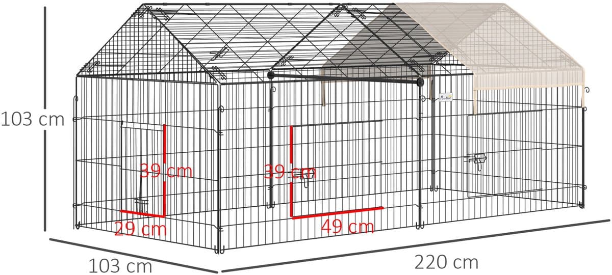 HAUSS SPOLE Ren - Opvouwbaar Met Zonwerend Dak - 220 x 103 x 103 cm - Polyethyleen - Zwart - Voor Knaagdieren Buiten thumbnail 3