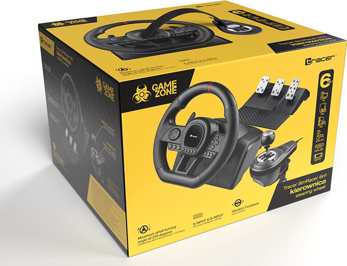 Tracer Gaming Stuurwiel - 6 in 1 Stuur - Pedalen en Versnellingspook - PC/PS4/PS3/Xbox One/Switch thumbnail 5