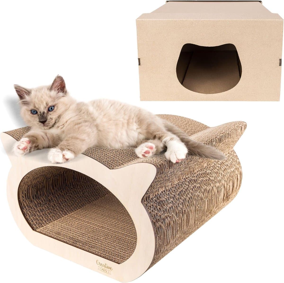 Creative Pets Kattenkrabplank - Golfkarton met Multiplex, 2-in-1