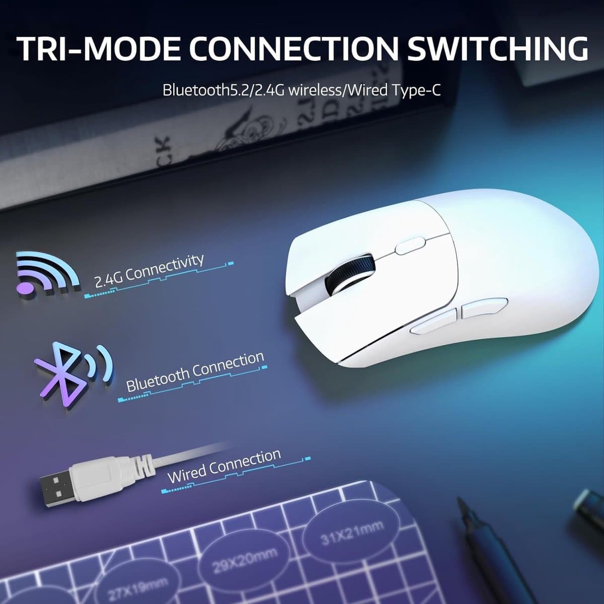 ATTACK SHARK R1 Gaming Muis – 59g, Tri-Mode, PAW3311 thumbnail 7