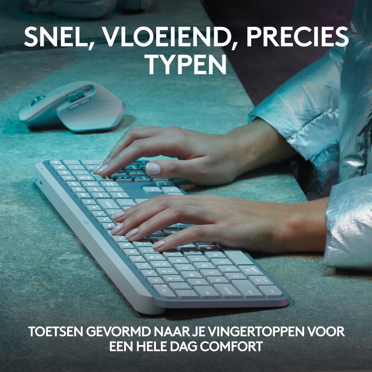 Logitech MX Keys S - Draadloos Toetsenbord - Qwerty - Pale Grey thumbnail 4