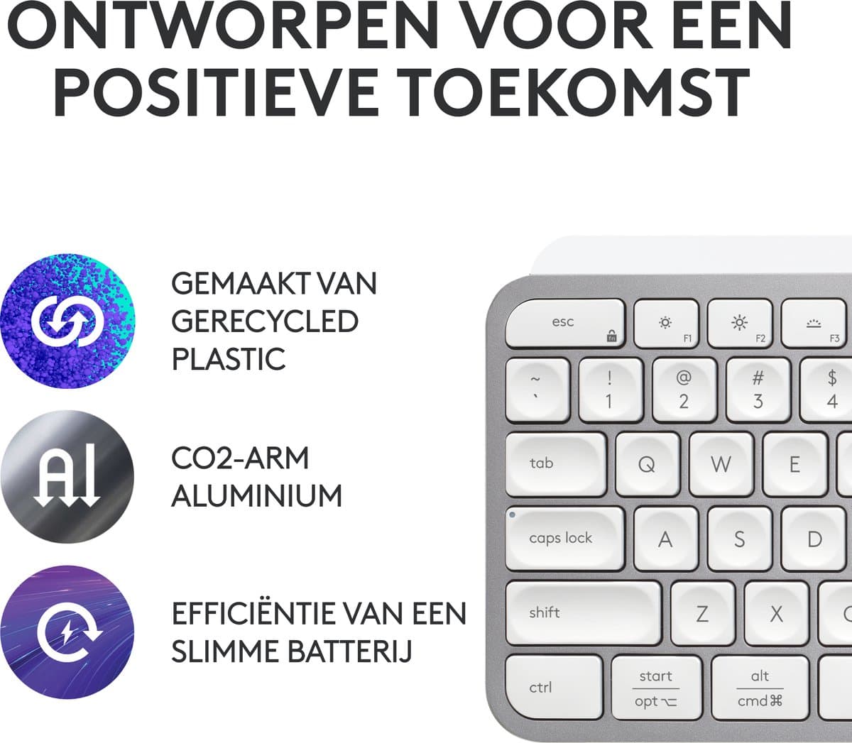 Logitech MX Keys S - Draadloos Toetsenbord - Qwerty - Pale Grey thumbnail 8