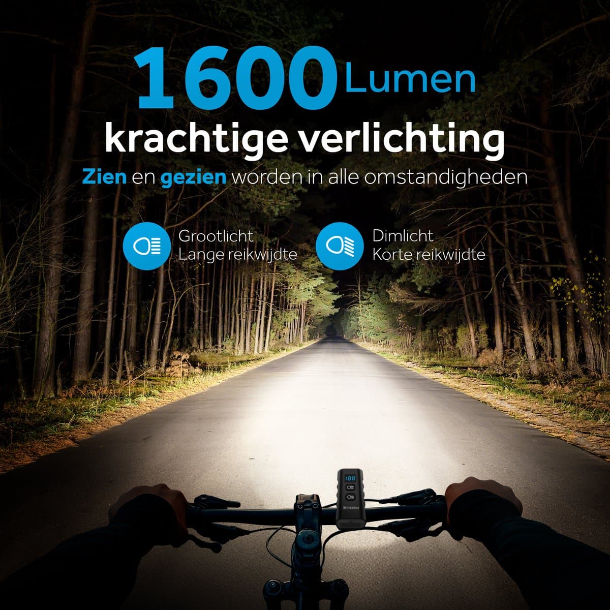 Tikkens LED Fietsverlichting 1600 Lumen - Fietslamp USB Oplaadbaar - Fietsverlichting met Powerbank - Voorlicht MTB & Racefiets Verlichting - Waterdicht Fietslicht thumbnail 4