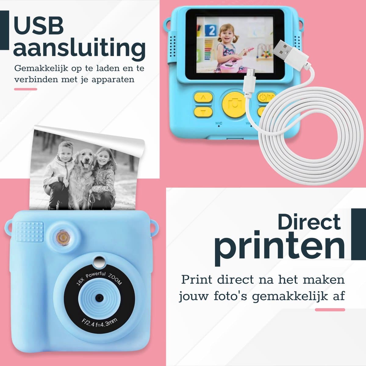 Digitale Instant Kindercamera Montessori speelgoed 10-in-1 Interactieve Speelgoed Camera - Educatief speelgoed met Smartgames - Kinderspeelgoed 4 Jaar tot 10 Jaar. Fototoestel voor Kinderen – Roze thumbnail 7