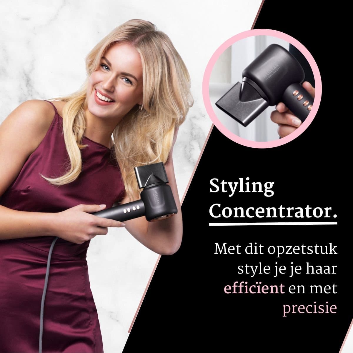 Mellian SecretBlow Föhn - Fohn met Diffuser - Krachtige Ionische Haardroger Krullen 110.000RPM - Black Edition thumbnail 6