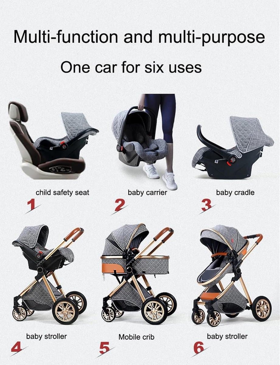 Hoobi® - 3 in 1 kinderwagen – Luxe kinderwagen - Buggy – Wandelwagen - Multifunctioneel – opklapbaar – Incl. autostoel – Zwart thumbnail 3