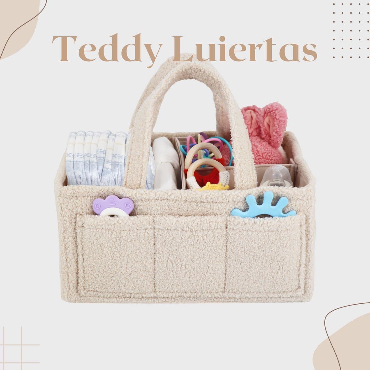 Teddy Luiertas Beige - Luiertas - Kraamcadeau - Teddy Tas - Baby Organizer - Teddy - Opbergmand - Verzorgingstas thumbnail 6