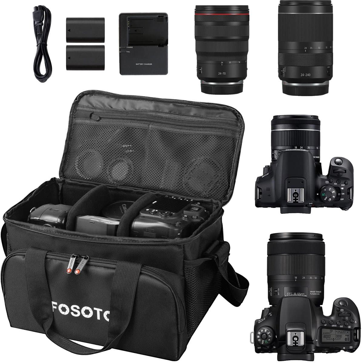 Fosoto 10L schoudertas cameratas fototas voor Canon Nikon Olympus Fuji Pentax Sony foto camera video thumbnail 6