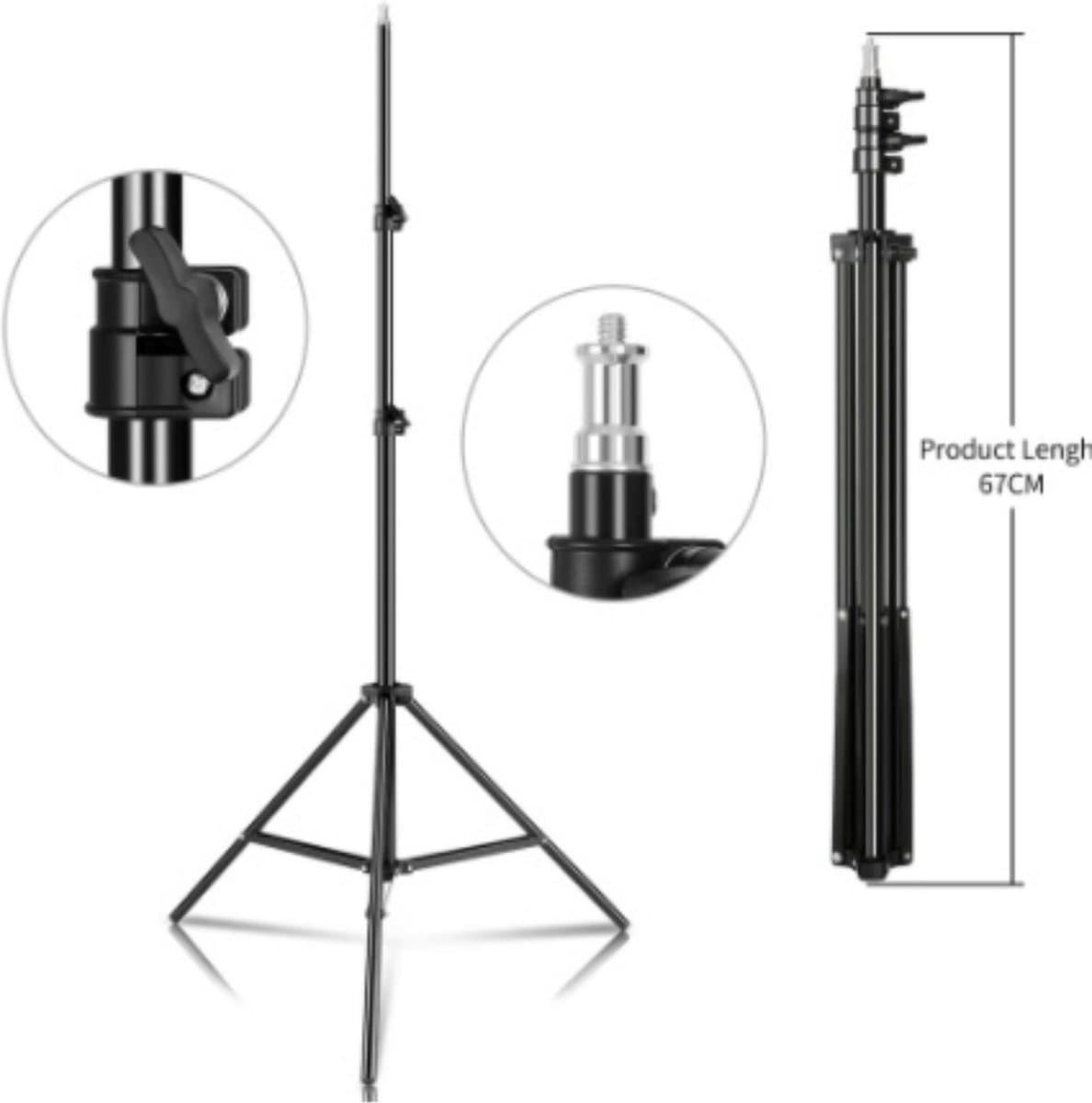 2x Camerastatief 210Cm Voor Fotocamera en Smartphone - iPhone - Canon - Nikon - Spiegelreflexcamera Inc. Bluetooth Remote Shutter, Telefoonhouder, 360 ° Draaigreep horizontaal - Smartphone Statief - Tripod HiCHiCO thumbnail 2