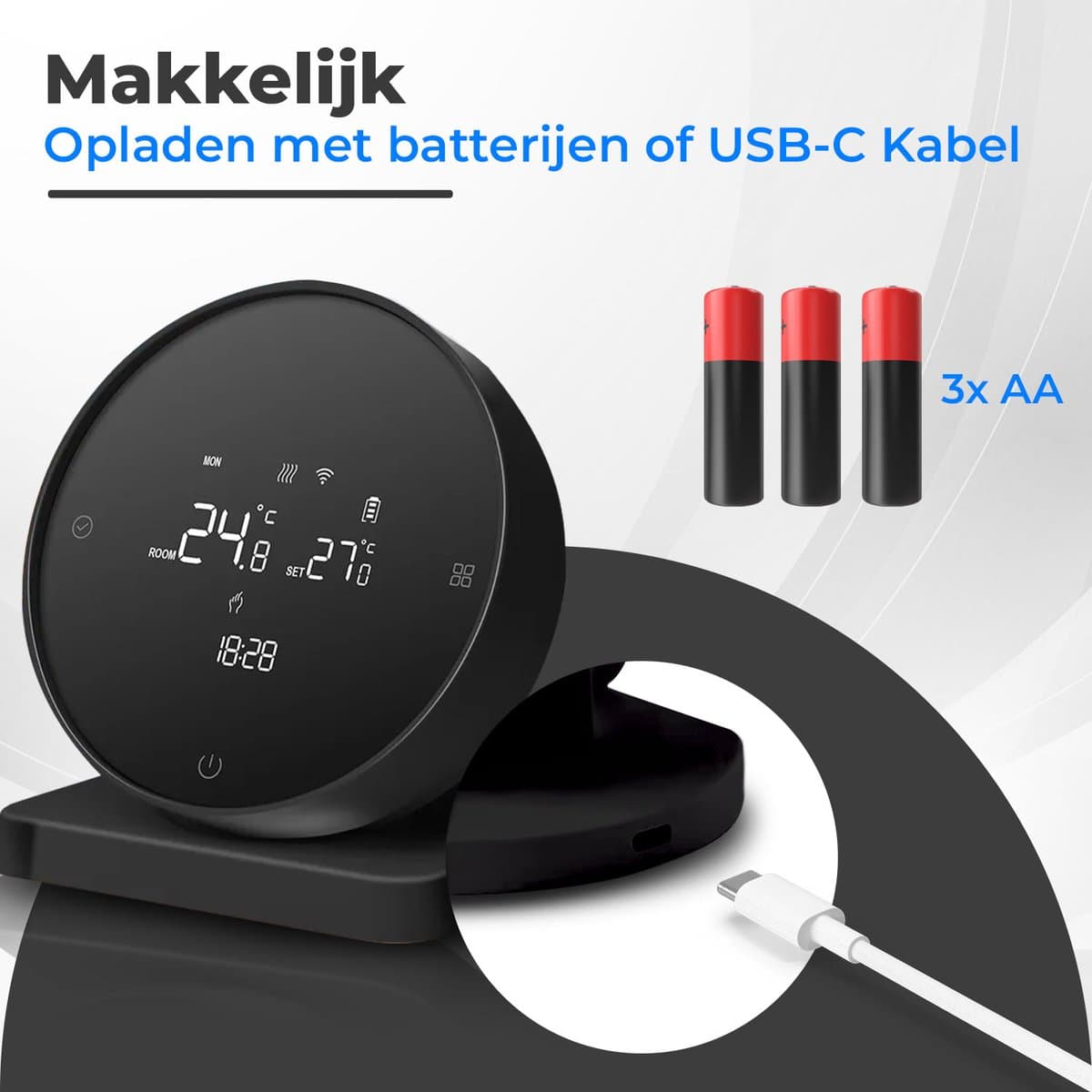 Nince Thermostaat CV ketel - Slimme Thermostaat Voor CV - Digitaal - Handmatig Programmeerbaar - Incl RF module thumbnail 3