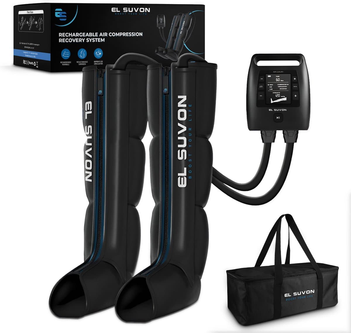 El Suvon Beenmassage & Voetmassage apparaat - Oplaadbare Recovery Boots met Luchtcompressie voor Herstel, Bloedcirculatie en Lymfedrainage