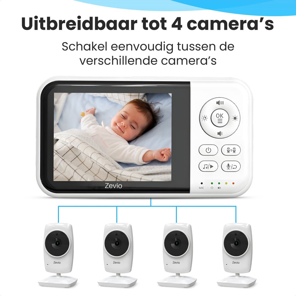Zevio Babyfoon Comfort - Babyfoon Met Camera - Baby Monitor - Baby Camera thumbnail 2