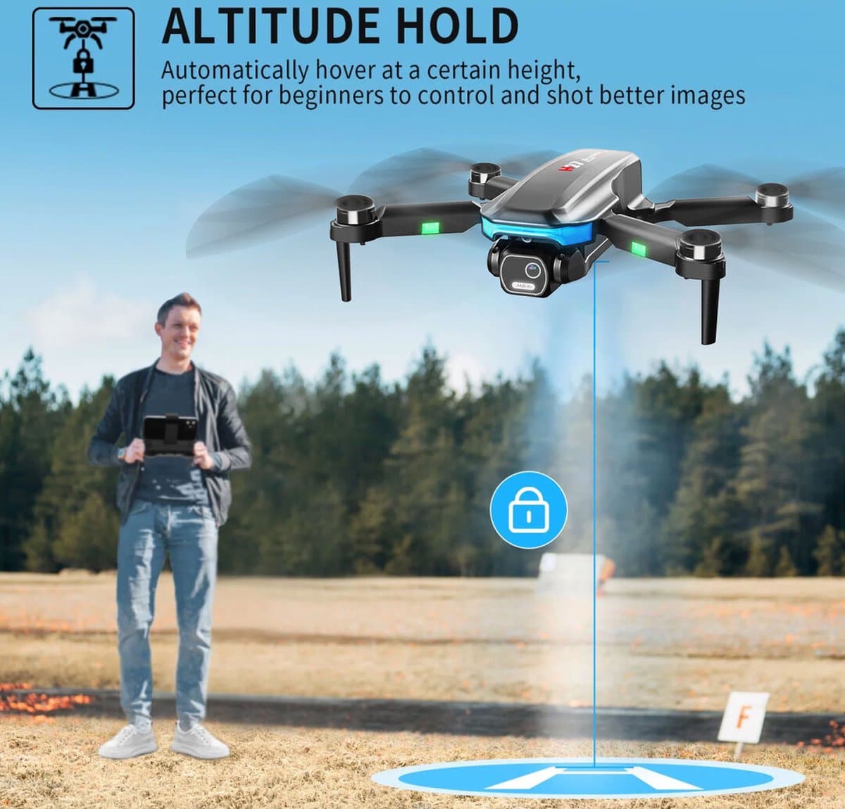 Drone H27 - HD live draaibaar Camera - Brushless Motor - Hovermode - Opvouwbaar quadcopter incl. tas thumbnail 3