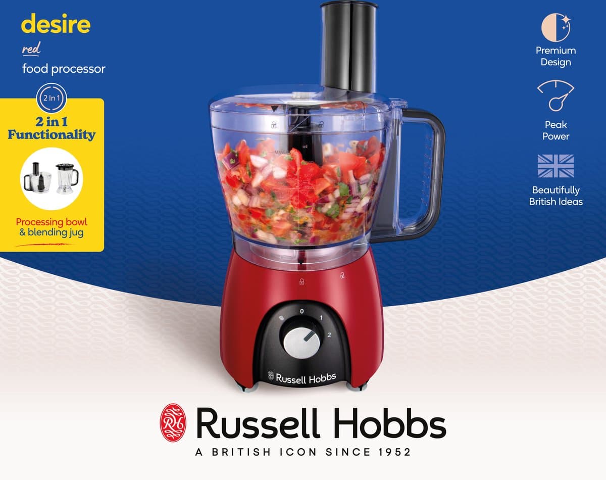 Russell Hobbs Desire Red Foodprocessor - 27110-56 thumbnail 6