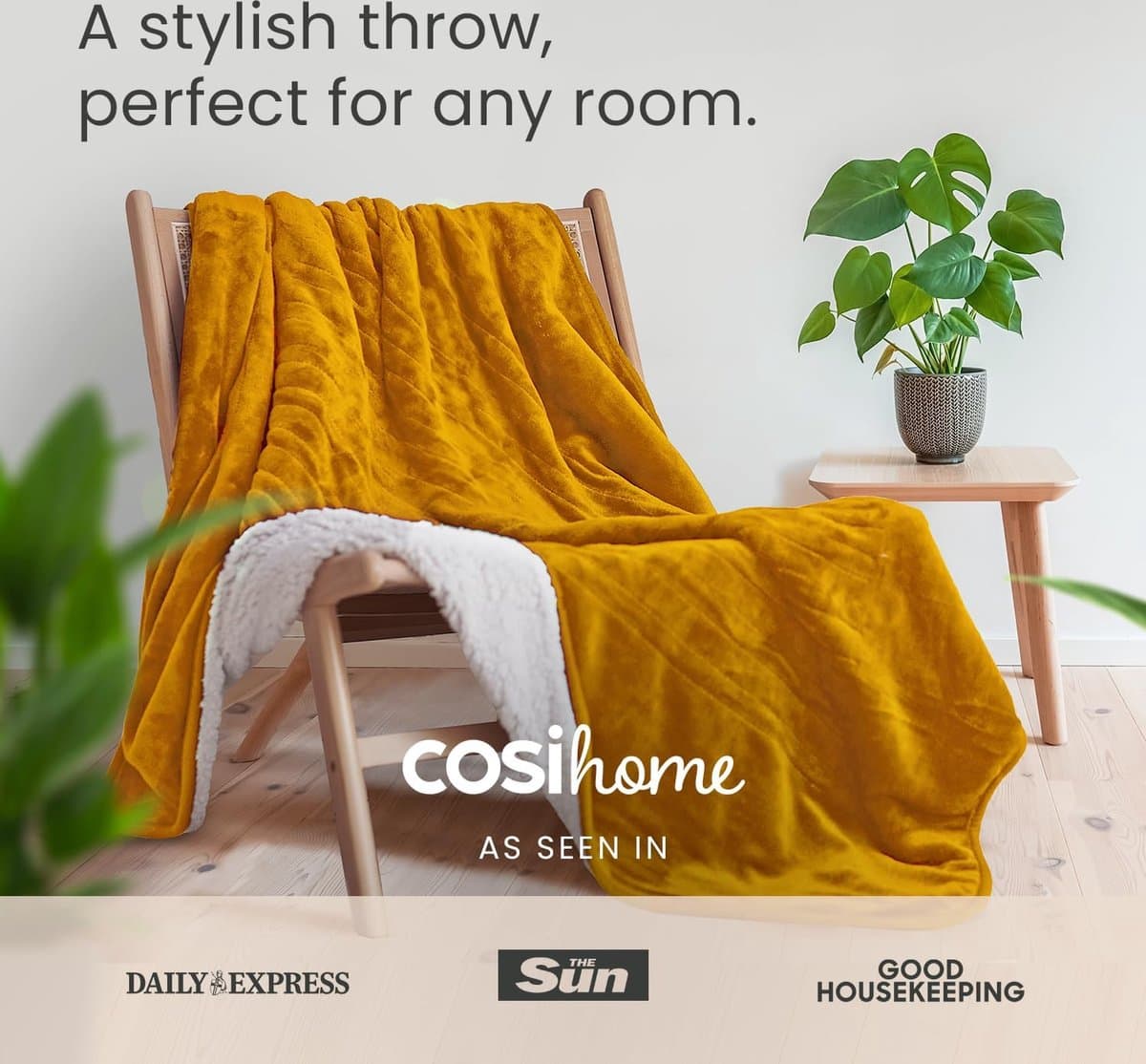 Cosi Home – Elektrische Deken – Luxe Fleece en Sherpa Wol - 180 x 130 cm Warmtedeken met 10 Warmtestanden, 10-Uurs Timer en Oververhittingsbeveiliging – Machinewasbaar – Mosterd thumbnail 7