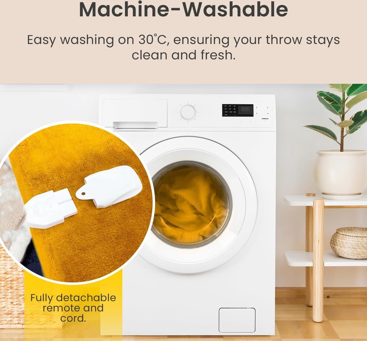 Cosi Home – Elektrische Deken – Luxe Fleece en Sherpa Wol - 180 x 130 cm Warmtedeken met 10 Warmtestanden, 10-Uurs Timer en Oververhittingsbeveiliging – Machinewasbaar – Mosterd thumbnail 2