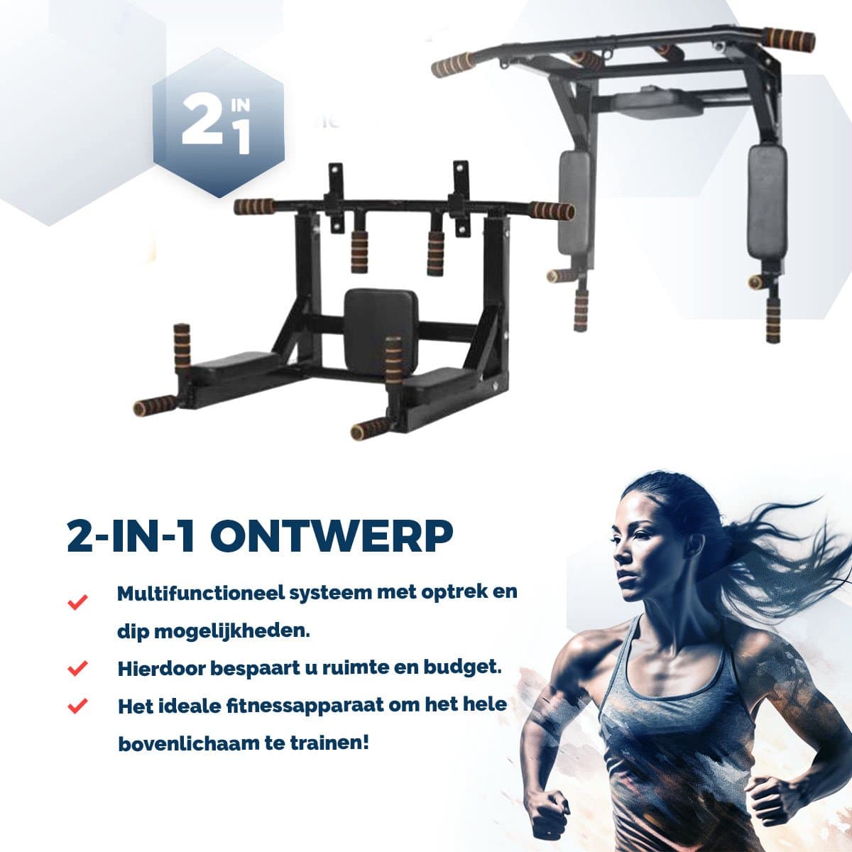 SOUTHWALL Fitness Station – 2-in-1 Pull Up Station en Dip Station – Optrekstang Fitness Wandmontage – Chin Up Bar – Pull Up Bar Muurmontage – Krachttraining – Power Rack – 150kg Draagkracht – Zwart/Rood thumbnail 3