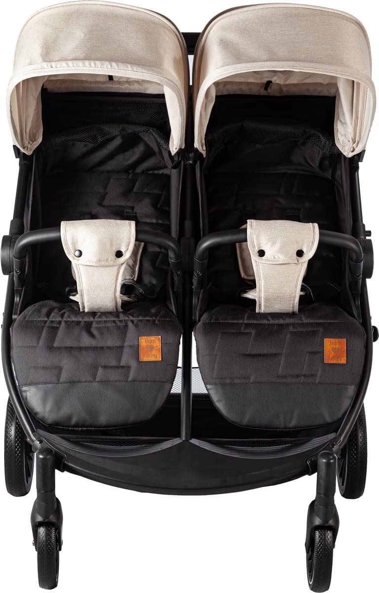Born Lucky Ranger Duo Buggy Kinderwagen Tweeling Buggy Inklapbaar Lichtgewicht Dubbele Buggy Met Verstelbare Rugleuning en Zwenkwielen – Beige thumbnail 4