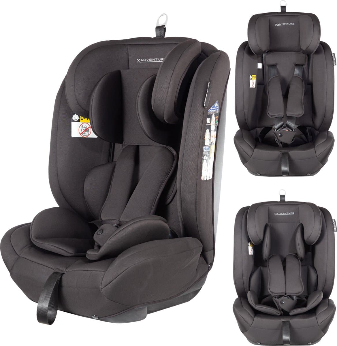 X Adventure Autostoel Premium Groep 1/2/3 9-36 kg (76 tot 150 cm) - Vanaf 15 maanden tot 12 jaar - Gordel - i-Size - Meegroei Autostoel - Zwart thumbnail 5