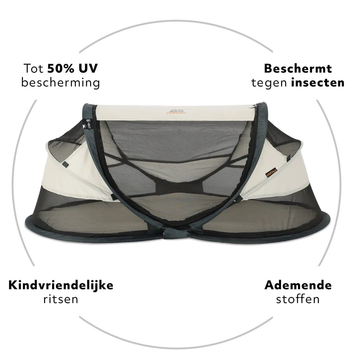 Deryan Baby Luxe Campingbedje – Inclusief zelfopblaasbare matras - Cream thumbnail 3