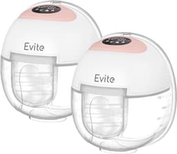 Productfoto van Evite Elektrische Draadloze Borstkolf Nova – Handsfree & Draagbaar – BPA-Vrij – Dubbele Borstkolf - Met E-Book – Wit & Roze