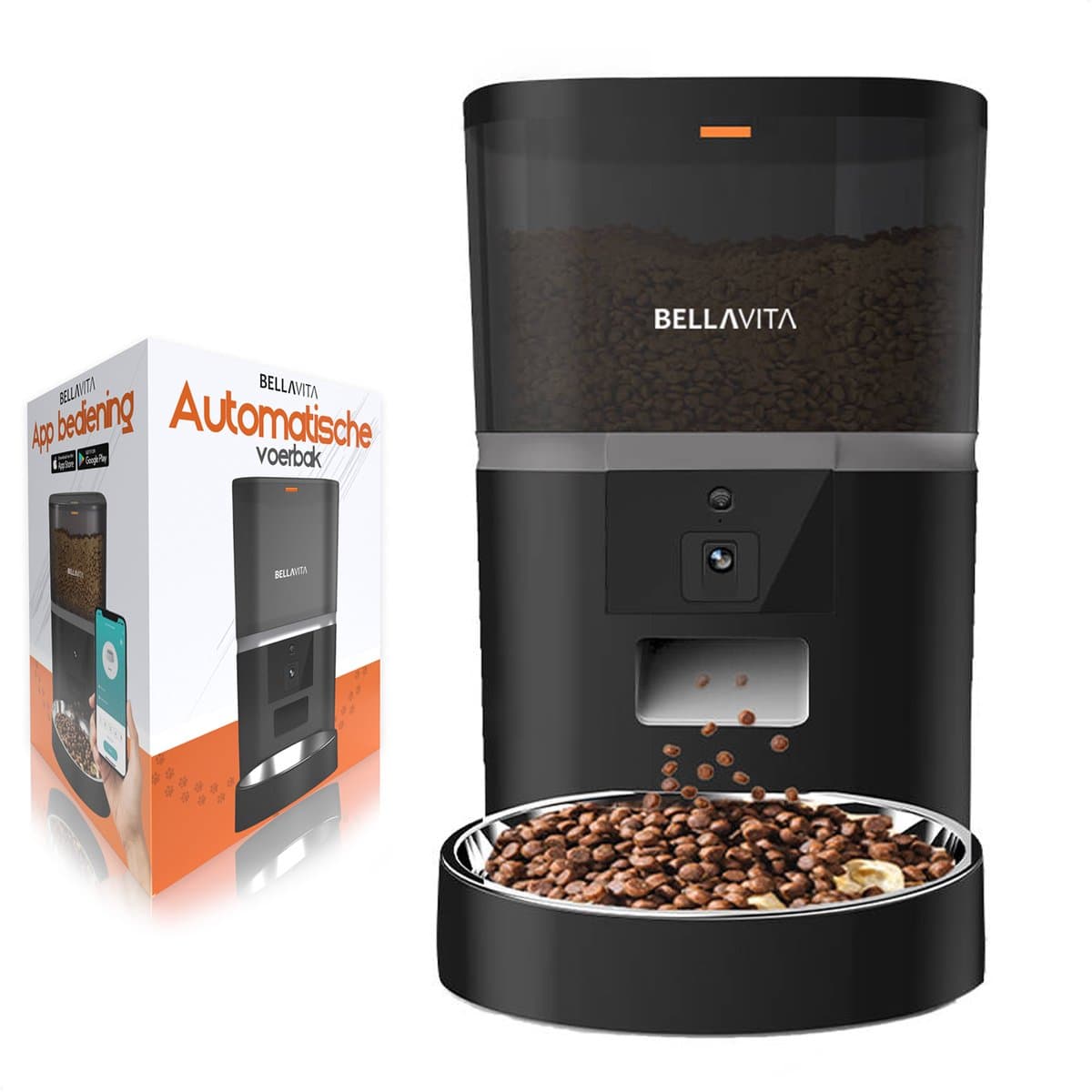 BELLAVITA® Automatische voerbak met Camera - Zwart - Voerautomaat Met App - Voerbak hond - Smartphone Besturing - Voerinhoud 6 Liter - Voor Katten en Hondenvoer - Droogvoer - Automatische voerbak thumbnail 6