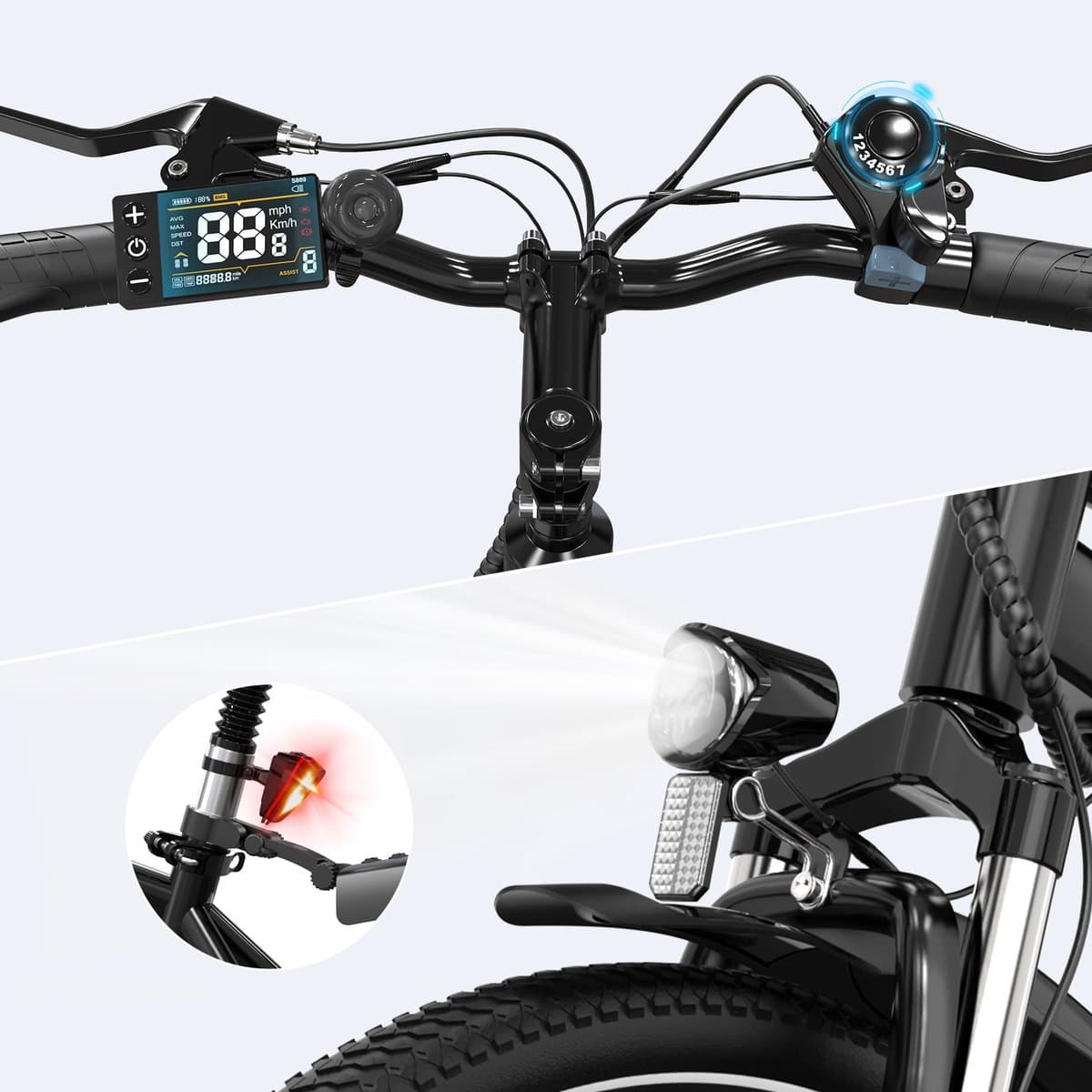 EVERCROSS EK15 Elektrische fiets - Ebike - 26" - 36V 10.4AH - tot 35-90 km - 7 versnellingen - grijs thumbnail 7