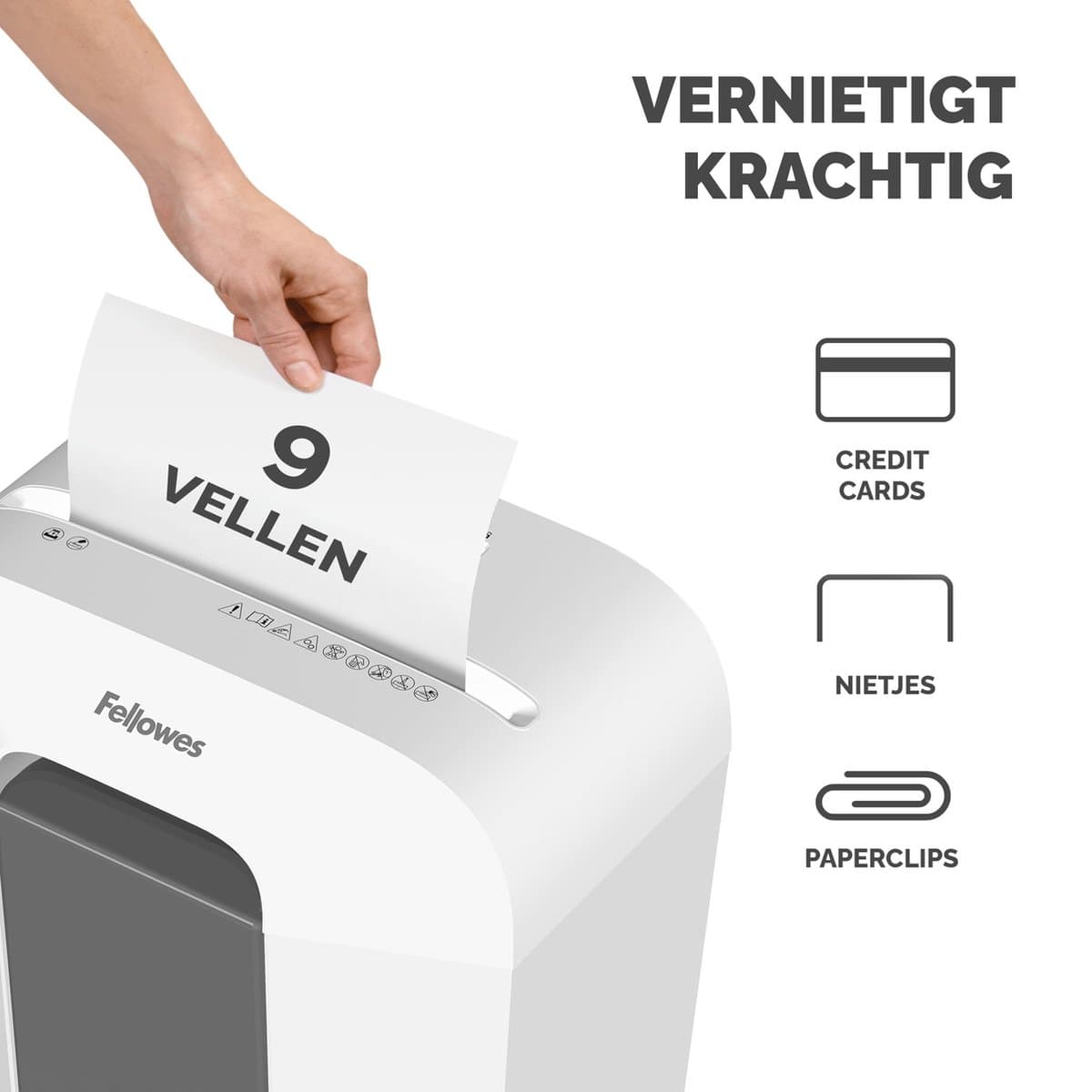 Fellowes LX50 Papierversnipperaar - Cross-Cut - P4 - 9 vel - 17L - Wit - Voor thuis & thuiskantoor - Ook voor creditcards, nietjes & paperclips thumbnail 5