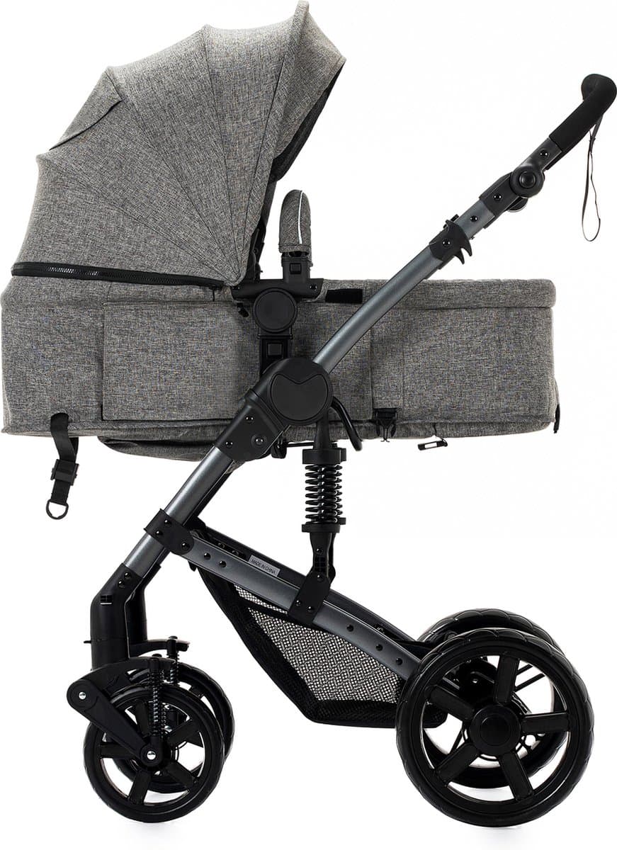 Luxe 3-in-1 Kinderwagen - Wandelwagen - Autostoeltje - Buggy - Reiswieg - Inklapbaar - 0-36 Maanden - Grijs thumbnail 5