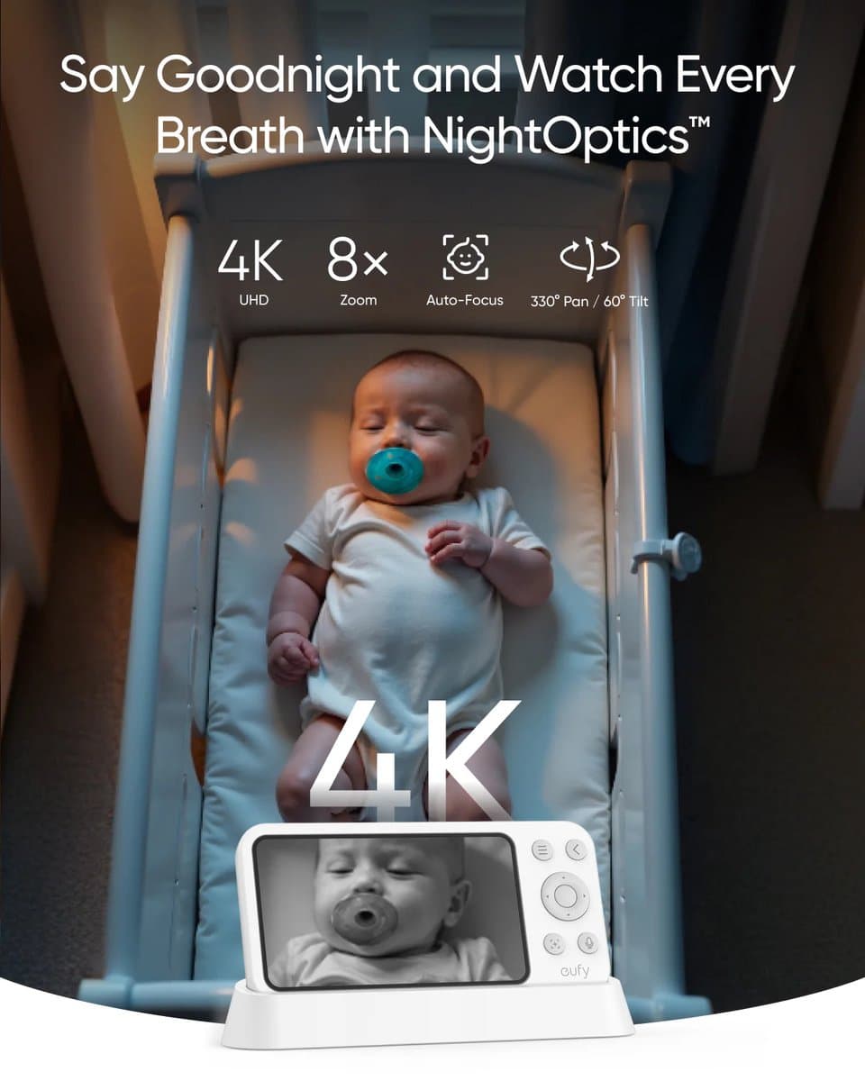 eufy Baby E21 Babyfoon: 4K, hybride Wi-Fi, 5" scherm thumbnail 3