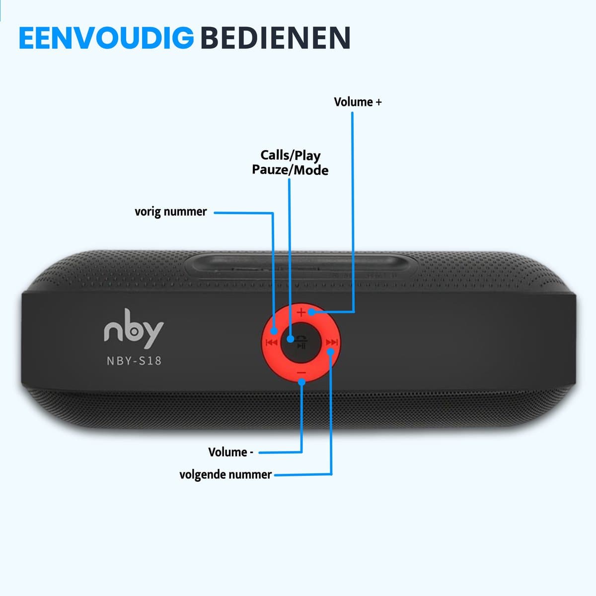 NBY NBY Bluetooth Speaker: 10W, 6 uur batterij, 10 meter bereik thumbnail 7
