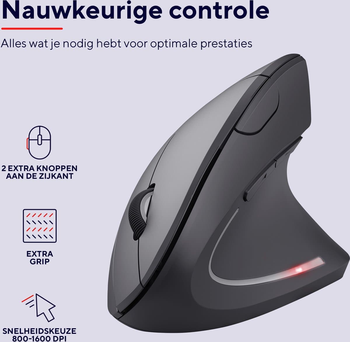 Trust Verto Draadloze Verticale Muis – Ergonomisch 60° ontwerp thumbnail 5