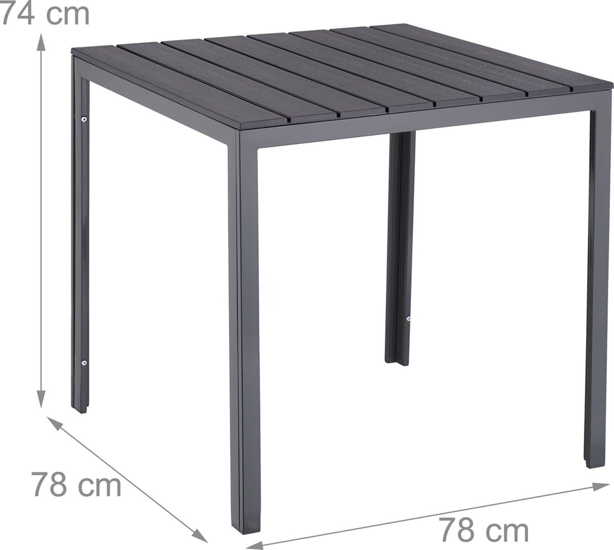 tuintafel houtlook - 74 x 78 x 78 cm - balkontafel - 100 kg - staal - kunststof thumbnail 6