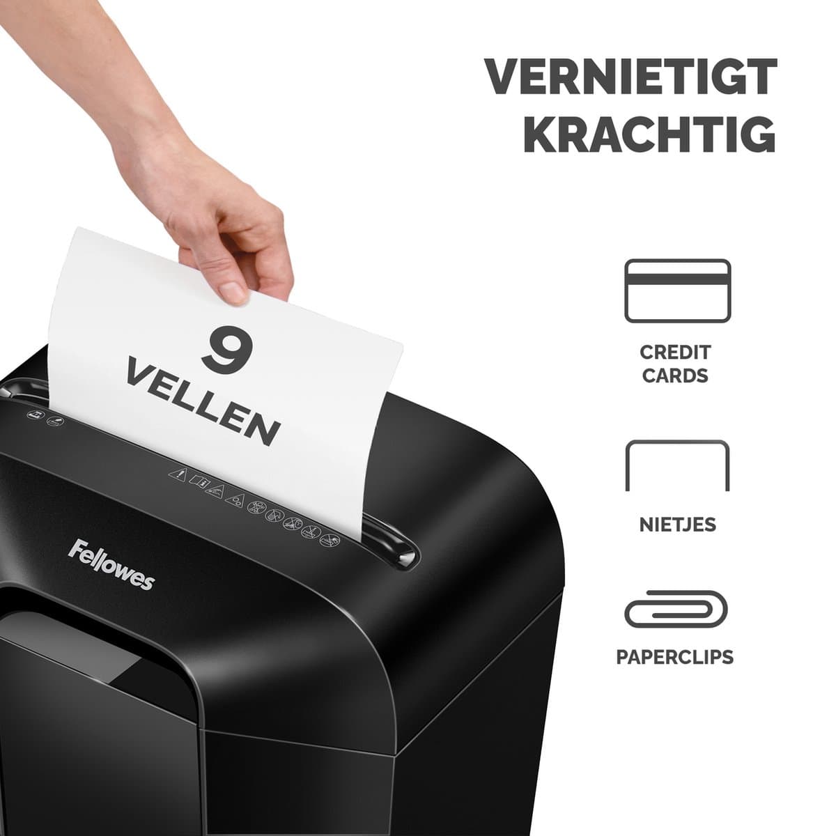 Fellowes LX50 Papierversnipperaar - Cross-Cut - P4 - 9 vel - 17L - Zwart - Voor thuis & thuiskantoor - Ook voor creditcards, nietjes & paperclips thumbnail 7